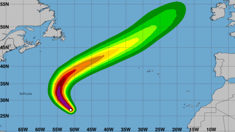 Tropical Storm Nigel Intensifies Into a Hurricane in the Atlantic Ocean